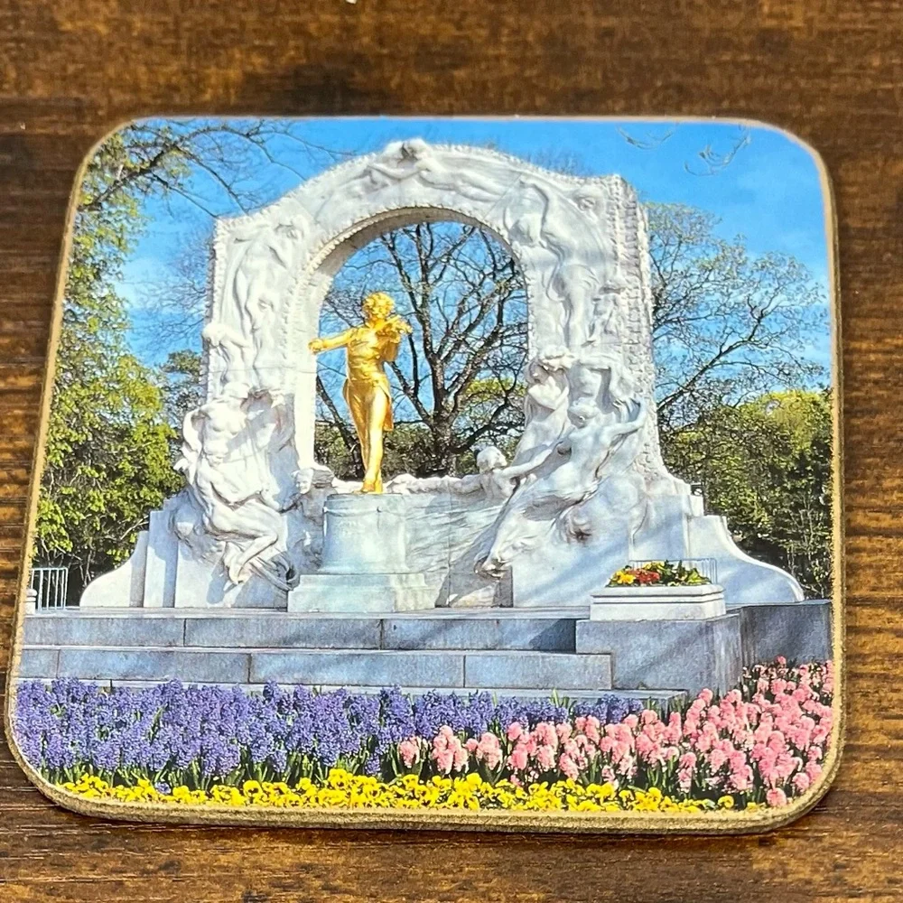 Vintage Wien Modern‎ Coasters Views of Austria Cork Back Set of 6 Original Box